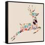 Retro Hipster Icon Reindeer-cienpies-Framed Stretched Canvas