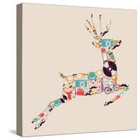 Retro Hipster Icon Reindeer-cienpies-Stretched Canvas