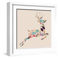 Retro Hipster Icon Reindeer-cienpies-Framed Art Print