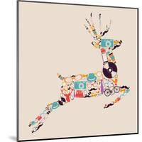 Retro Hipster Icon Reindeer-cienpies-Mounted Art Print