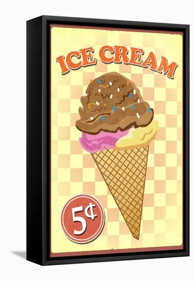 Retro Ice Cream-null-Framed Stretched Canvas