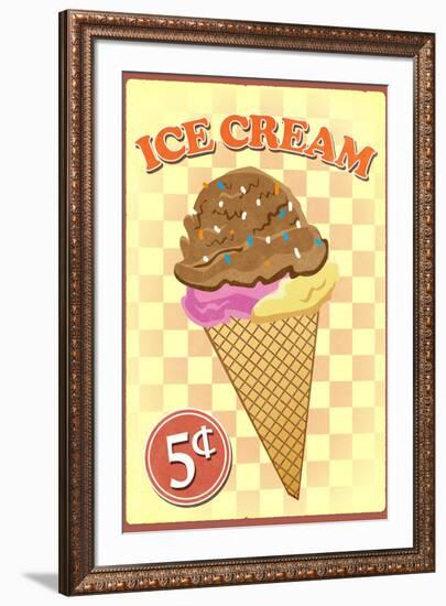 Retro Ice Cream-null-Framed Art Print