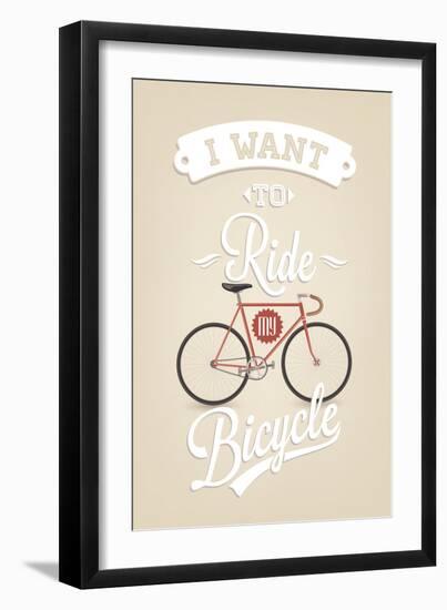 Retro Illustration Bicycle-Melindula-Framed Art Print