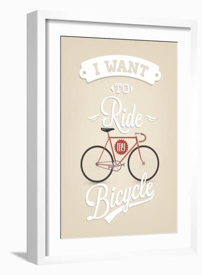 Retro Illustration Bicycle-Melindula-Framed Art Print