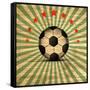 Retro Illustration Football Card in Brazil Flag Colors. Soccer Ball. Vector-Serhii Lohvyniuk-Framed Stretched Canvas