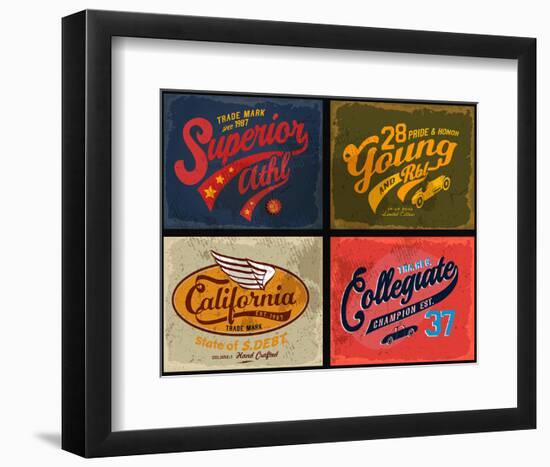 Retro Illustration Typography-null-Framed Art Print