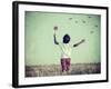 Retro Image of Happy Cheerful Carefree Kid in Nature-zurijeta-Framed Photographic Print