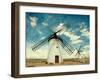 Retro Image of Medieval Windmills. Castilla La Mancha, Spain. Paper Texture.-A_nella-Framed Photographic Print