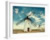 Retro Image of Medieval Windmills. Castilla La Mancha, Spain. Paper Texture.-A_nella-Framed Photographic Print