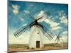 Retro Image of Medieval Windmills. Castilla La Mancha, Spain. Paper Texture.-A_nella-Mounted Photographic Print