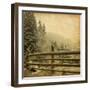 Retro Image Of Winter Landscape In The Carpathians Mountains. Vintage Paper-A_nella-Framed Art Print