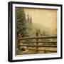 Retro Image Of Winter Landscape In The Carpathians Mountains. Vintage Paper-A_nella-Framed Art Print