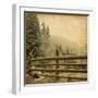 Retro Image Of Winter Landscape In The Carpathians Mountains. Vintage Paper-A_nella-Framed Art Print