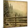 Retro Image Of Winter Landscape In The Carpathians Mountains. Vintage Paper-A_nella-Mounted Art Print