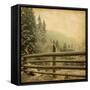 Retro Image Of Winter Landscape In The Carpathians Mountains. Vintage Paper-A_nella-Framed Stretched Canvas