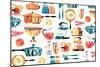 Retro Kitchen 2-null-Mounted Giclee Print