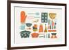 Retro Kitchen I-Becky Thorns-Framed Art Print