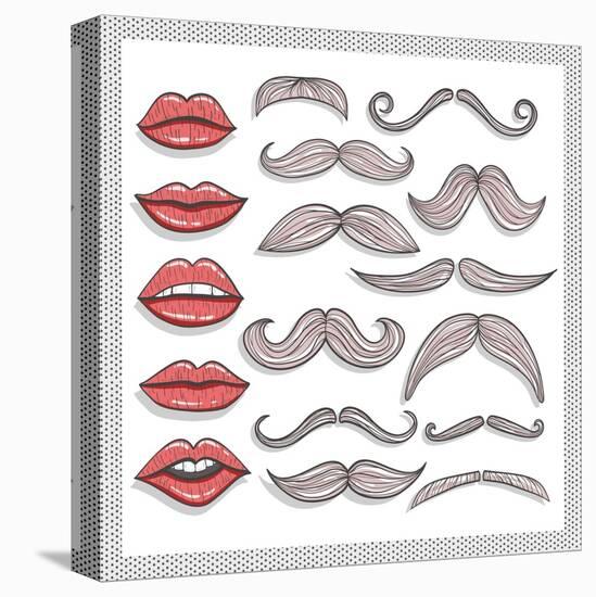 Retro Lips And Mustaches Elements Set-cherry blossom girl-Stretched Canvas