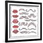 Retro Lips And Mustaches Elements Set-cherry blossom girl-Framed Art Print