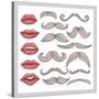 Retro Lips And Mustaches Elements Set-cherry blossom girl-Stretched Canvas