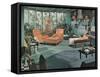 Retro Living Room with Bird Cage-null-Framed Stretched Canvas