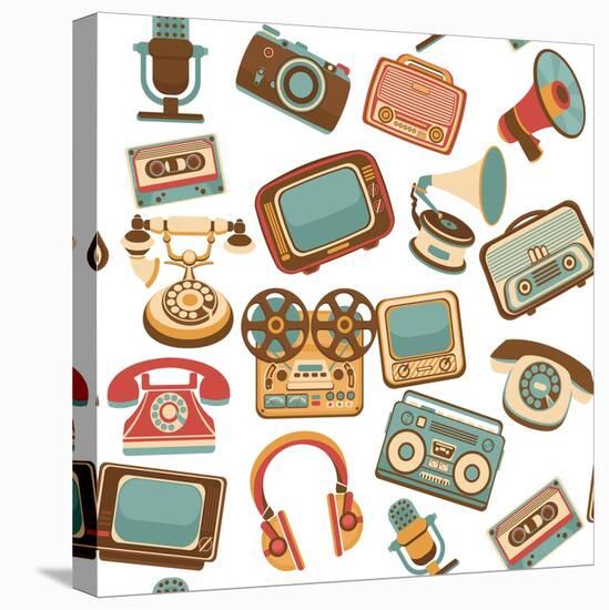 Retro Media Seamless Pattern-Macrovector-Stretched Canvas