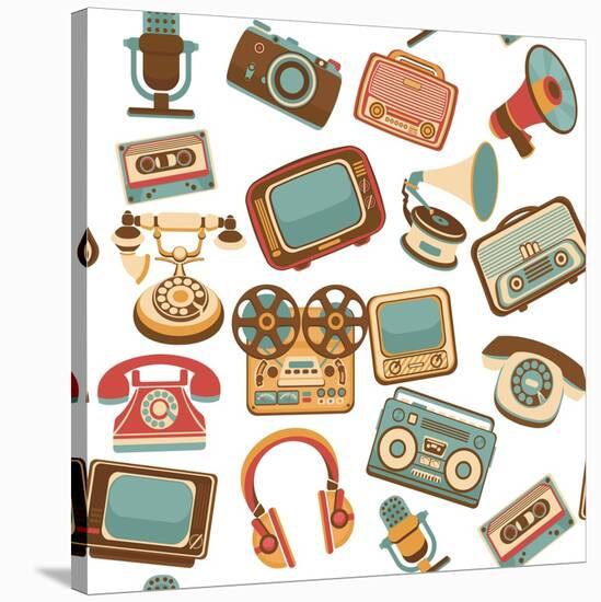 Retro Media Seamless Pattern-Macrovector-Stretched Canvas