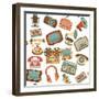 Retro Media Seamless Pattern-Macrovector-Framed Art Print