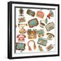 Retro Media Seamless Pattern-Macrovector-Framed Art Print