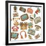 Retro Media Seamless Pattern-Macrovector-Framed Art Print