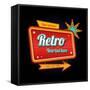 Retro Motel Sign with Copyspace-hugolacasse-Framed Stretched Canvas