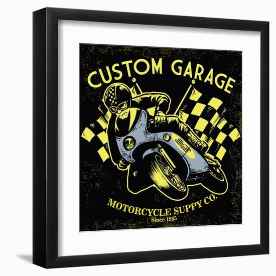 Retro Motorcycle Race-bazzier-Framed Art Print