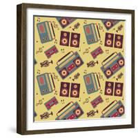 Retro Music Pattern-los_ojos_pardos-Framed Premium Giclee Print