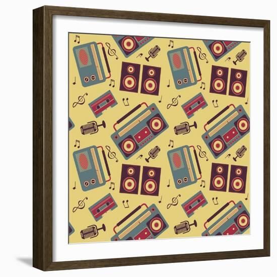 Retro Music Pattern-los_ojos_pardos-Framed Premium Giclee Print