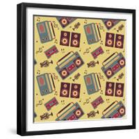 Retro Music Pattern-los_ojos_pardos-Framed Premium Giclee Print