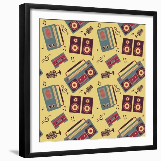 Retro Music Pattern-los_ojos_pardos-Framed Premium Giclee Print