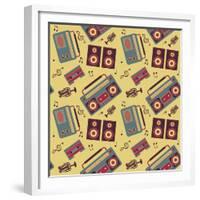 Retro Music Pattern-los_ojos_pardos-Framed Premium Giclee Print