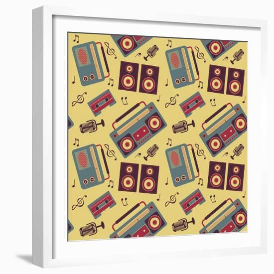 Retro Music Pattern-los_ojos_pardos-Framed Premium Giclee Print