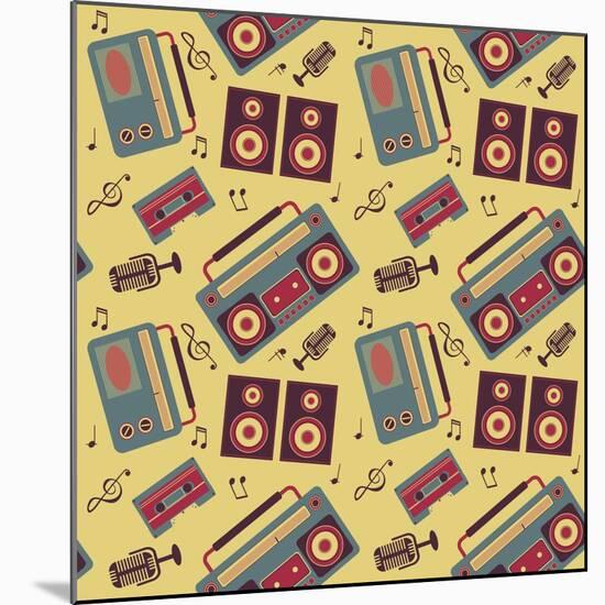 Retro Music Pattern-los_ojos_pardos-Mounted Premium Giclee Print