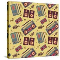 Retro Music Pattern-los_ojos_pardos-Stretched Canvas