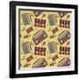 Retro Music Pattern-los_ojos_pardos-Framed Art Print