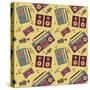 Retro Music Pattern-los_ojos_pardos-Stretched Canvas