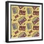 Retro Music Pattern-los_ojos_pardos-Framed Art Print