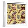 Retro Music Pattern-los_ojos_pardos-Framed Art Print