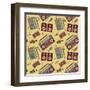 Retro Music Pattern-los_ojos_pardos-Framed Art Print