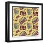 Retro Music Pattern-los_ojos_pardos-Framed Art Print