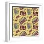 Retro Music Pattern-los_ojos_pardos-Framed Art Print