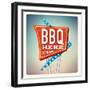 Retro Neon Sign BBQ-anna42f-Framed Art Print