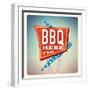 Retro Neon Sign BBQ-anna42f-Framed Art Print