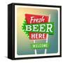 Retro Neon Sign Beer-anna42f-Framed Stretched Canvas